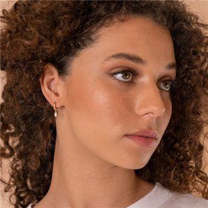 Gold Plated Solitaire CZ Huggie Earrings